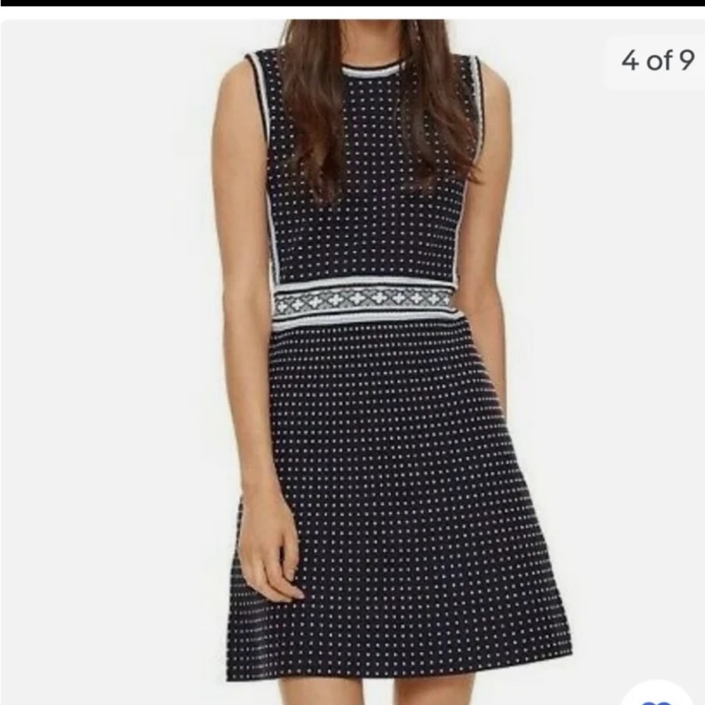 Tory Burch navy geo stitch knit dress, Women’s Medium